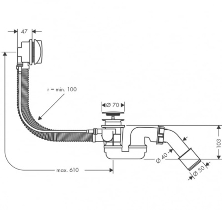 Слив-перелив для ванны hansgrohe Flexaplus 58143000