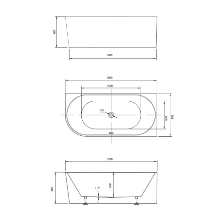 Акриловая ванна Vincea 150x75 VBT-402-1500R правосторонняя