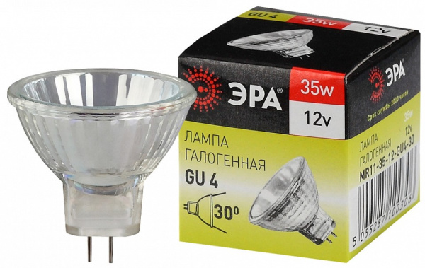 Лампа галогеновая Эра  GU4 35Вт 3000K GU4-MR11-35W-12V-30CL