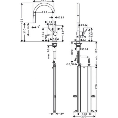 Смеситель для кухни hansgrohe Talis M54 72803800 с вытяжным изливом сталь