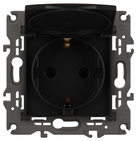 Розетка с заземлением и со шторкой, без рамки с крышкой Эра Эра Elegance 14-2103-05