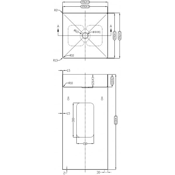 Раковина Abber Wasser Kreis AF2413SP 39,6x39,6 см, напольная, сатин