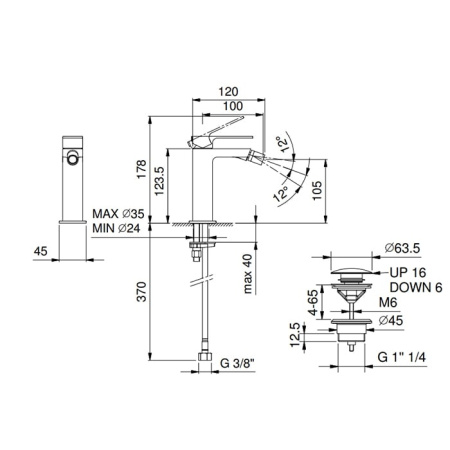 Смеситель для биде Fantini Mint 34 93 F008F сталь