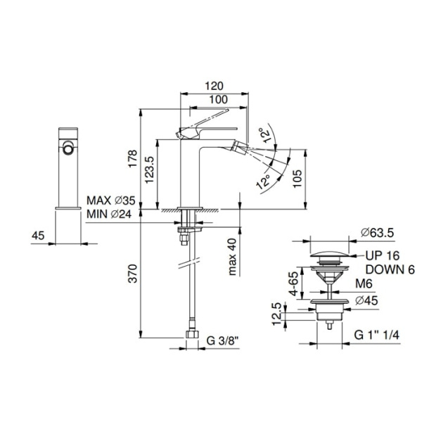 Смеситель для биде Fantini Mint 34 93 F008F сталь