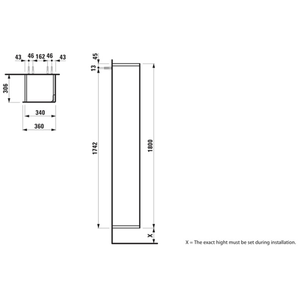 Пенал Laufen INO 36 4.2545.2.030.171.1 светлое дерево