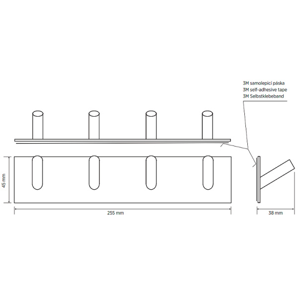 Планка с 4 крючками Bemeta Easy 163106290 черная матовая
