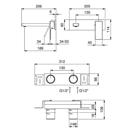 Смеситель для раковины Fantini Mint 34 13 F813B черный