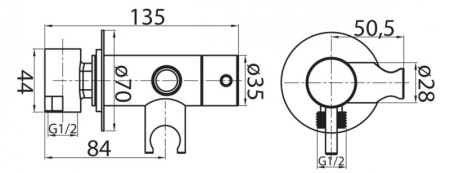 Смеситель для душа и гигиенического душа Cezares CZR-DA1-01 хром