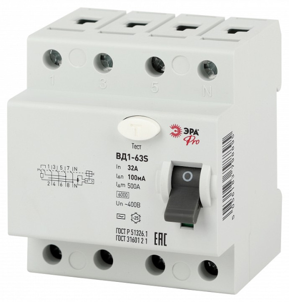 Устройство защитного отключения 4P Эра ВД1-63S NO-902-154