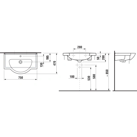 Раковина 75x47 см Jika Mio 8147160001041