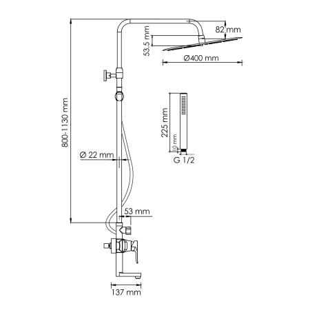 Душевая стойка WasserKRAFT A166.117.137.087.CH