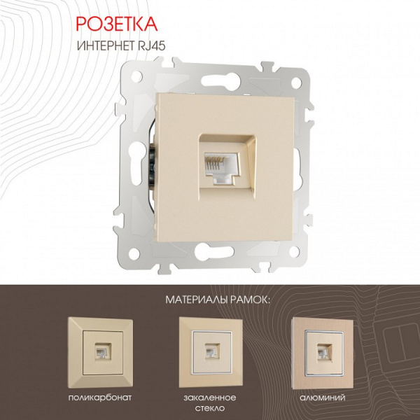 Розетка Ethernet RJ-45 без рамки Arte Milano am-203 203.45-1.shampan