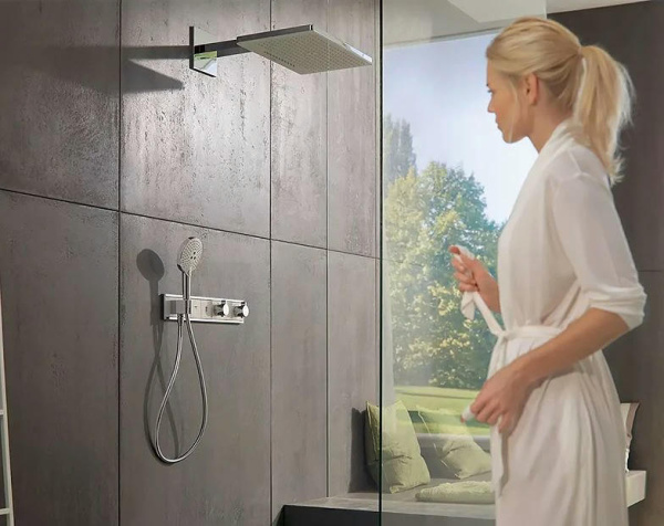 Смеситель для душа с термостатом hansgrohe RainSelect 15355400 хром-белый