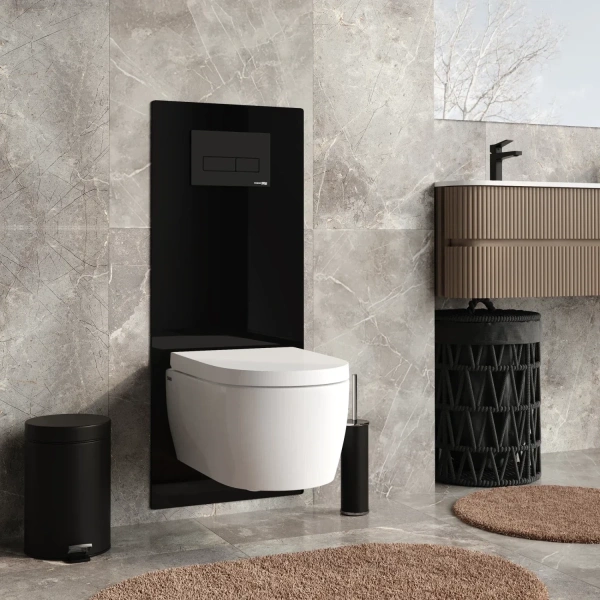 Инсталляция для унитаза WasserKRAFT Salm 27 27TLT.010.ME.BL.MB03 с кнопкой смыва, черный матовый