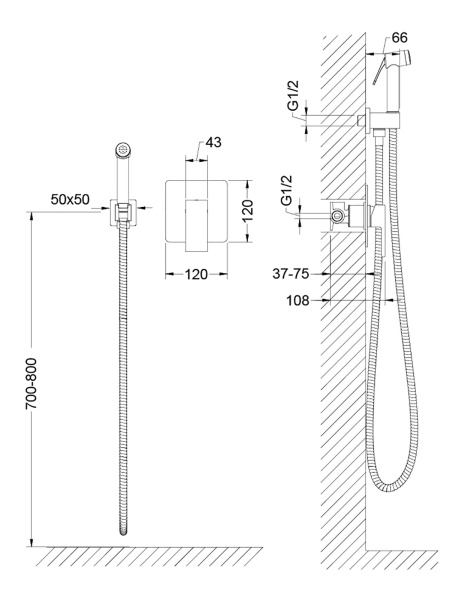 Смеситель для душа Timo Selene 2089/00SM с гигиеническим душем