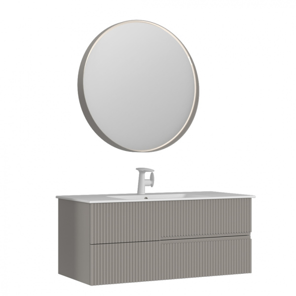 Тумба с раковиной Orka Moonlight 120 5001508 бежевый матовый/белый