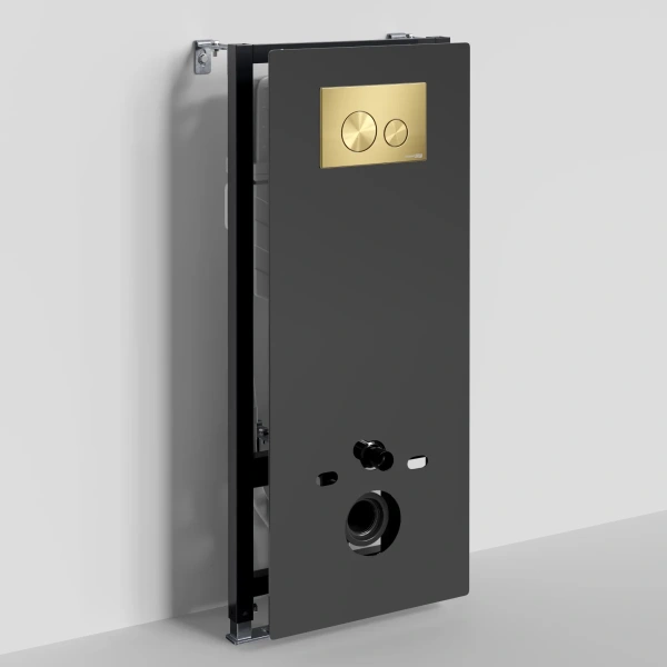 Инсталляция для унитаза WasserKRAFT Abens 20 20TLT.010.ME.BL.MG02 с кнопкой смыва, золотой матовый