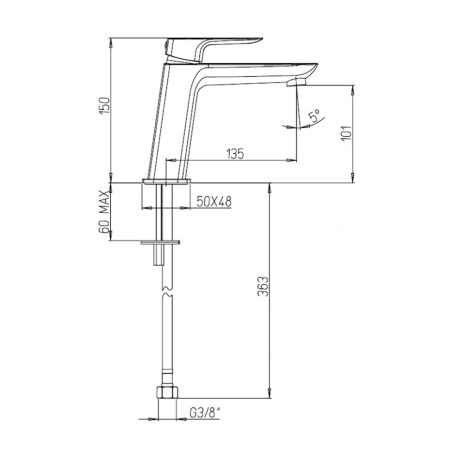 Смеситель для раковины Paini Nove 09YO205ME черный матовый