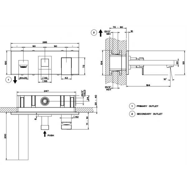 Смеситель для раковины Gessi Rettangolo 44906#031