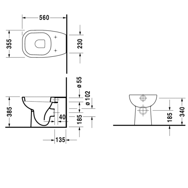 Унитаз приставной Duravit D-Code 21150900002