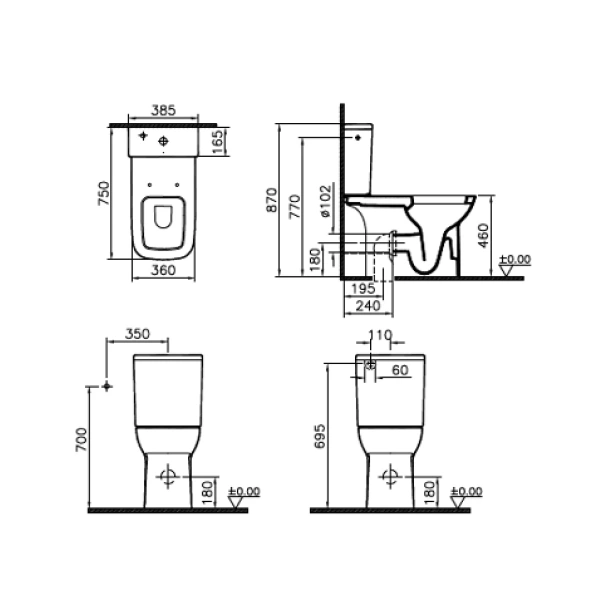 Чаша напольного унитаза для инвалидов Vitra S20 5293B003-0075