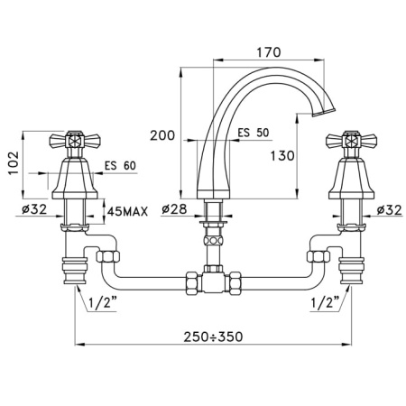 Смеситель для ванны Stella Eccelsa EC 02306 AU00 золото