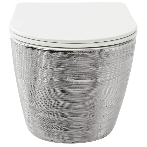 Унитаз подвесной Grossman GR-4455SWS безободковый, с сиденьем микролифт, белый/серебряный