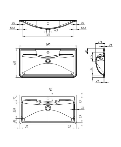 Раковина BelBagno BB900/455-LV-MR-ALR