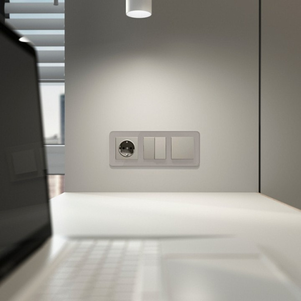 Розетка с заземлением и со шторкой без рамки Werkel дымчатый W1271104