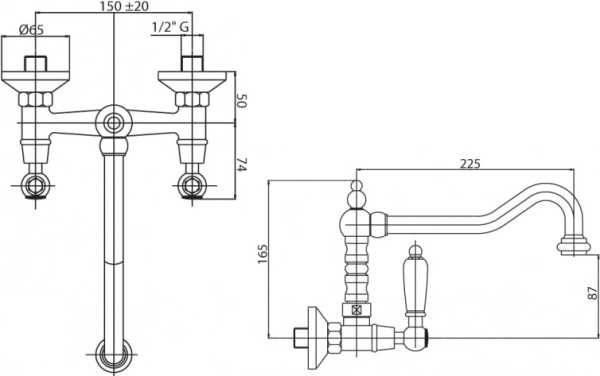 Смеситель для кухни Cezares First FIRST-LLP-03/24-Bi