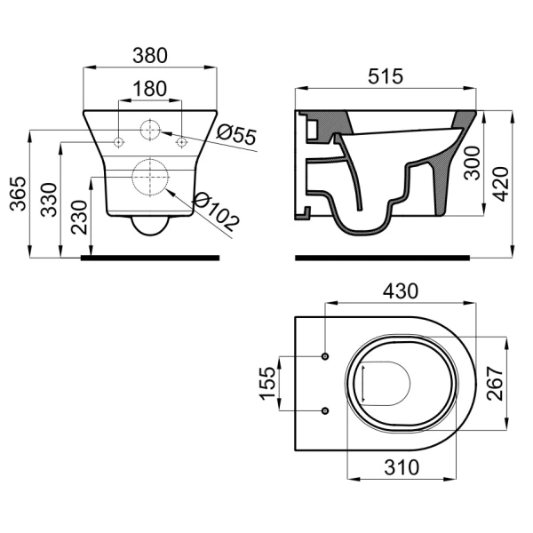 Унитаз подвесной Noken Tono N399999769 белый
