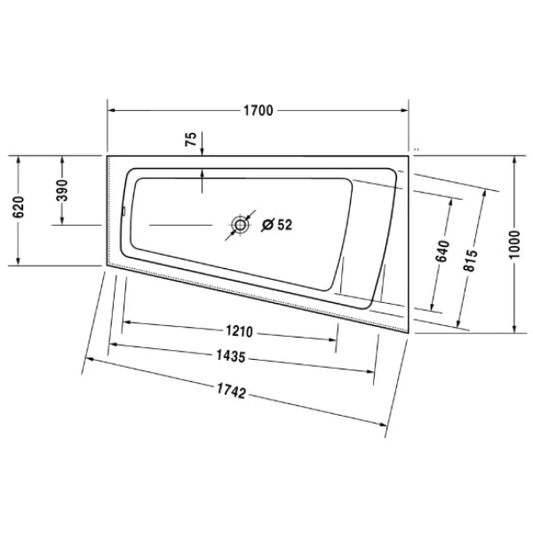 Акриловая ванна 170x100 см R Duravit Paiova 700265000000000