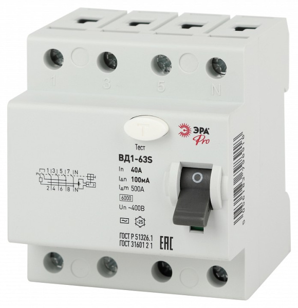 Устройство защитного отключения 4P Эра ВД1-63S NO-902-155