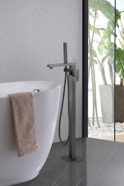 Смеситель для ванны Abber Daheim AF8215NG напольный с душевым гарнитуром никель