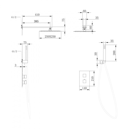 Душевой комплект Abber Daheim AF8251 хром