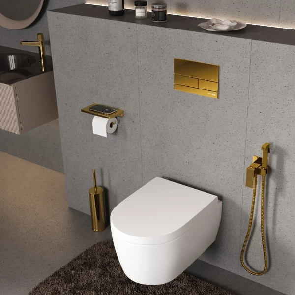 Инсталляция для унитаза WasserKRAFT Alme 15 15TLT.010.ME.PG04 с кнопкой смыва, золотой