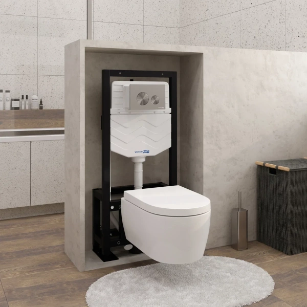 Инсталляция для унитаза WasserKRAFT Dill 61 61TLT.010.ME.BN02 с кнопкой смыва, никель