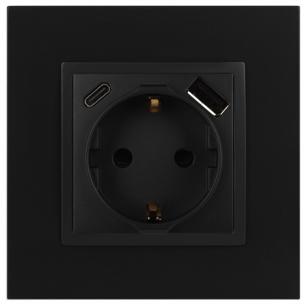 Розетка с заземлением и со шторкой и 2хUSB, без рамки Эра Эра Elegance 14-4108-05