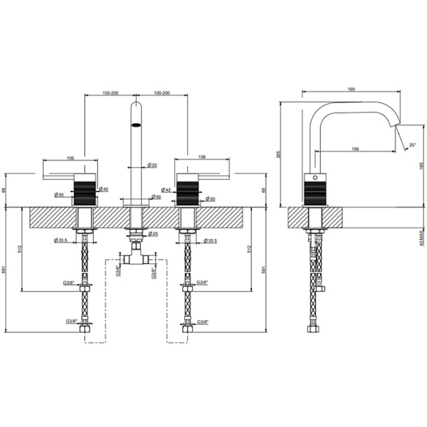 Смеситель для раковины Gessi 316 54312#707 черный матовый