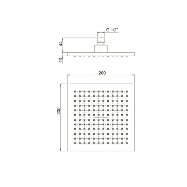 Верхний душ Paini 50CR759TCASQE квадратный 200 мм хром