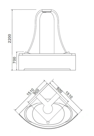 Акриловая ванна Gemy 151х151 G9069 K белый