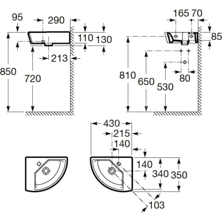 Раковина 43x35 см Roca Hall 327623000