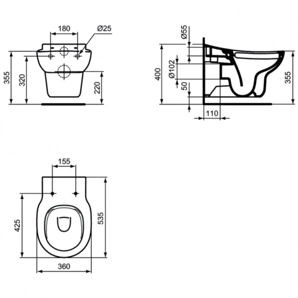 Унитаз подвесной Ideal Standard Contour 21 S312801 безободковый, детский, белый