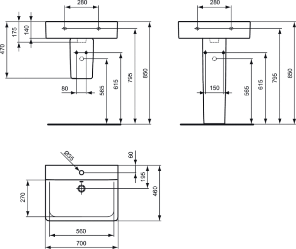 Раковина Ideal Standard Connect 70 (E773801)