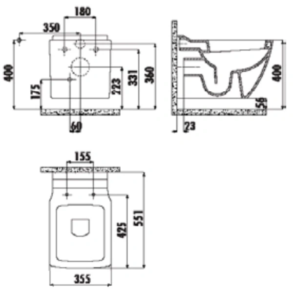 Унитаз подвесной Creavit Trend TP324-00CB00E-0000 с функцией биде, белый