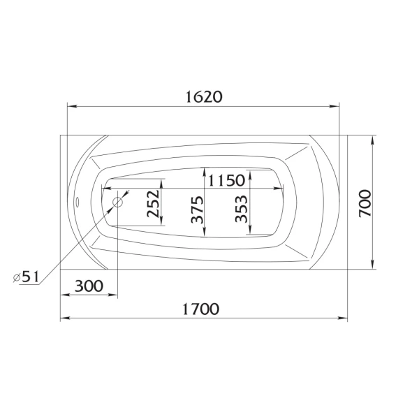 Акриловая ванна 170x70 см 1Marka Elegance 01эл1770