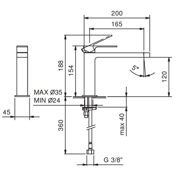 Смеситель для раковины Fantini Mint 34 02 F003WF