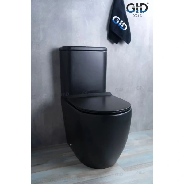 Унитаз-компакт GID Tr2177BM безободковый, с сиденьем микролифт, черный матовый