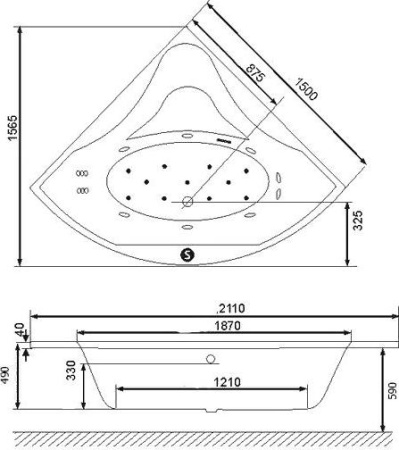 Акриловая ванна Excellent Glamour 150х150 WAEX.GLA15WH