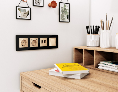 Накладка для розетки с заземлением и со шторками и 2хUSB type С Ambrella Volt ALFA AP6105